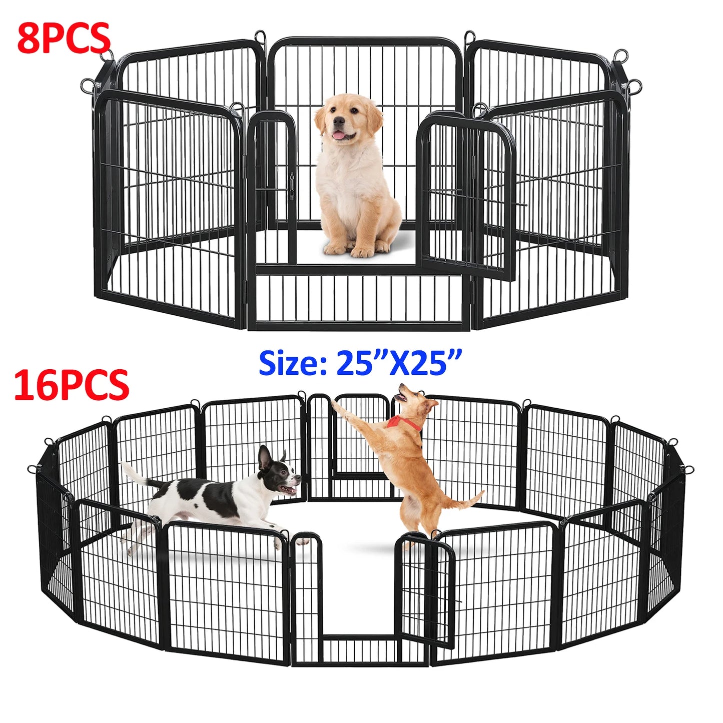 Dog Playpen With Door Foldable Metal Pet Fence For Indoor Outdoor Use Heavy Duty Puppy Exercise Pen For Yard RV Camping