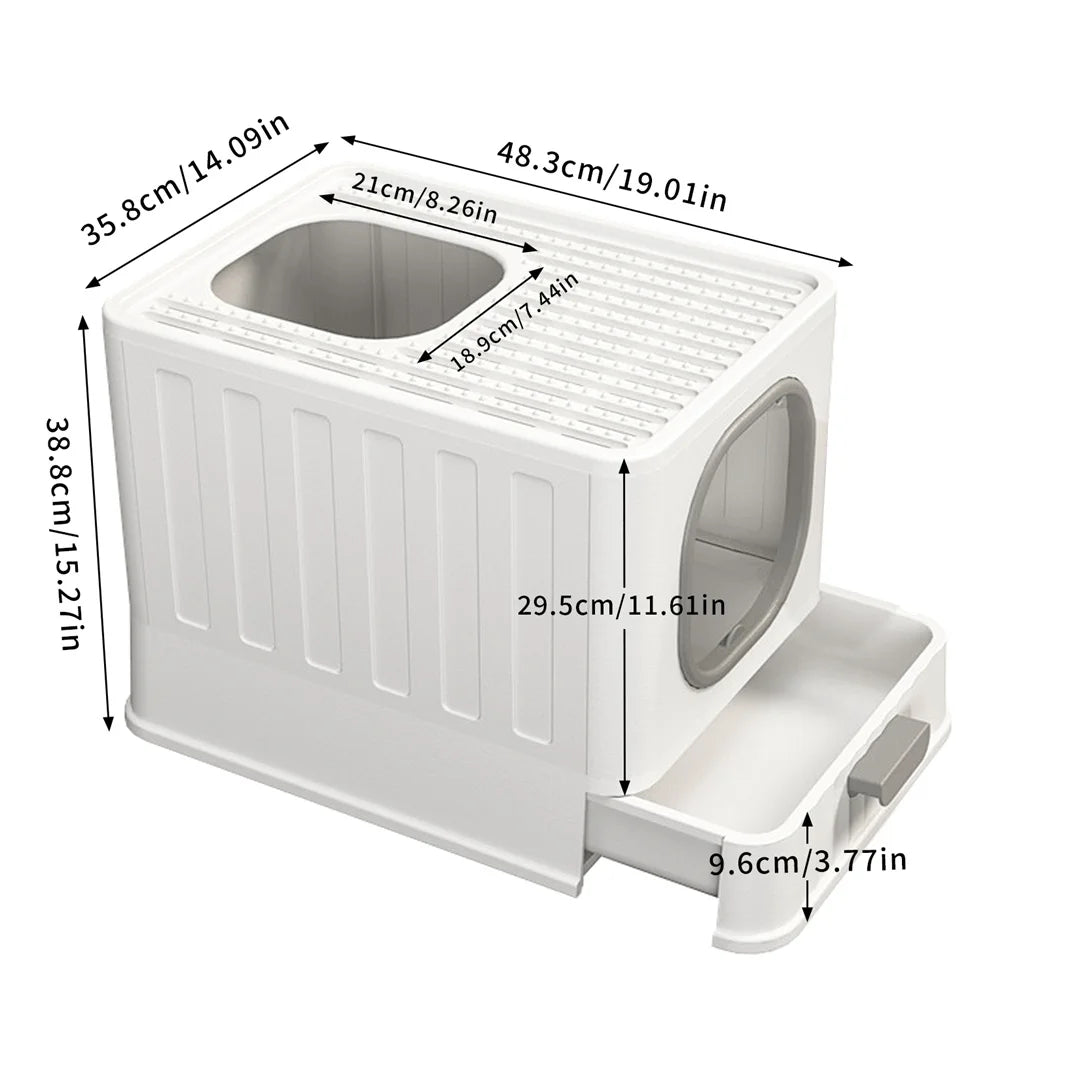 Feature Foldable Top Entry Cat Litter Box With Lid