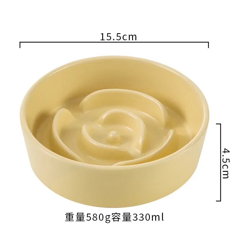 Ceramic Slow Feeder Pet Bowl For Cats And Dogs Anti Choke