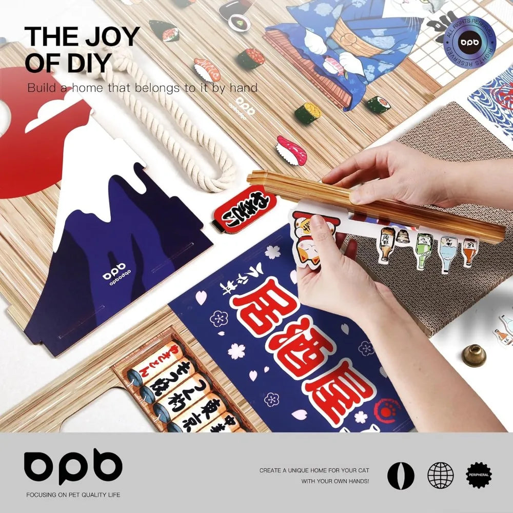 Cardboard Cat House Indoor Scratcher With Scratchers Bed