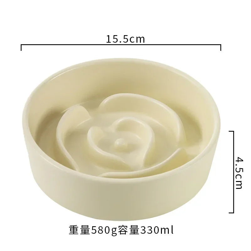 Ceramic Slow Feeder Pet Bowl For Cats And Dogs Anti Choke