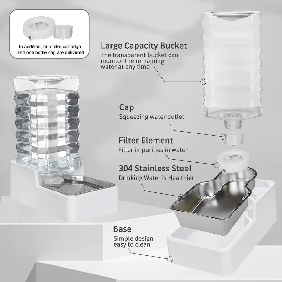 Hign-concerned Automatic Pet Water Dispenser With Gravity Fed Bowl