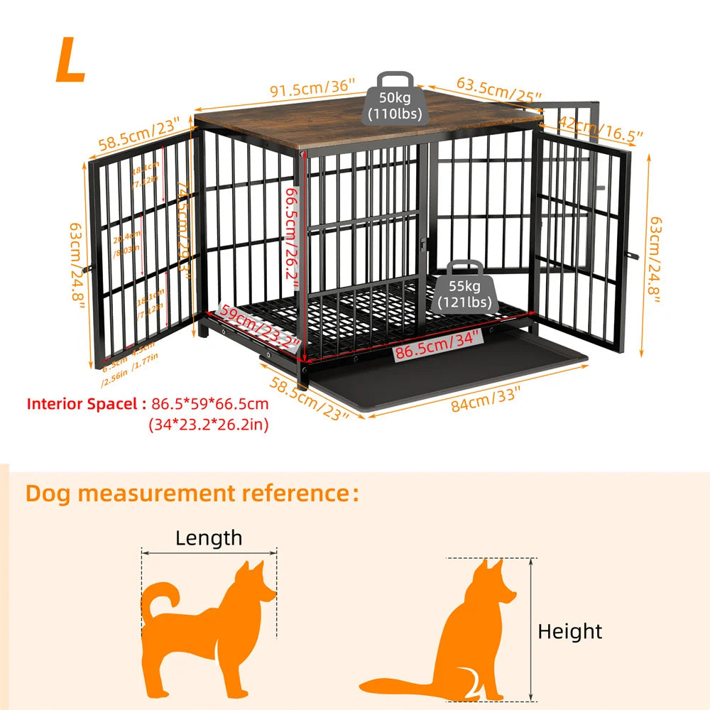 BORWARTH Wooden Dog Crate End Table Kennel With 3 Doors