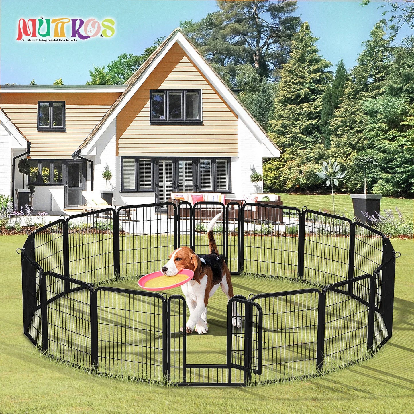 Dog Playpen With Door Foldable Metal Pet Fence For Indoor Outdoor Use Heavy Duty Puppy Exercise Pen For Yard RV Camping