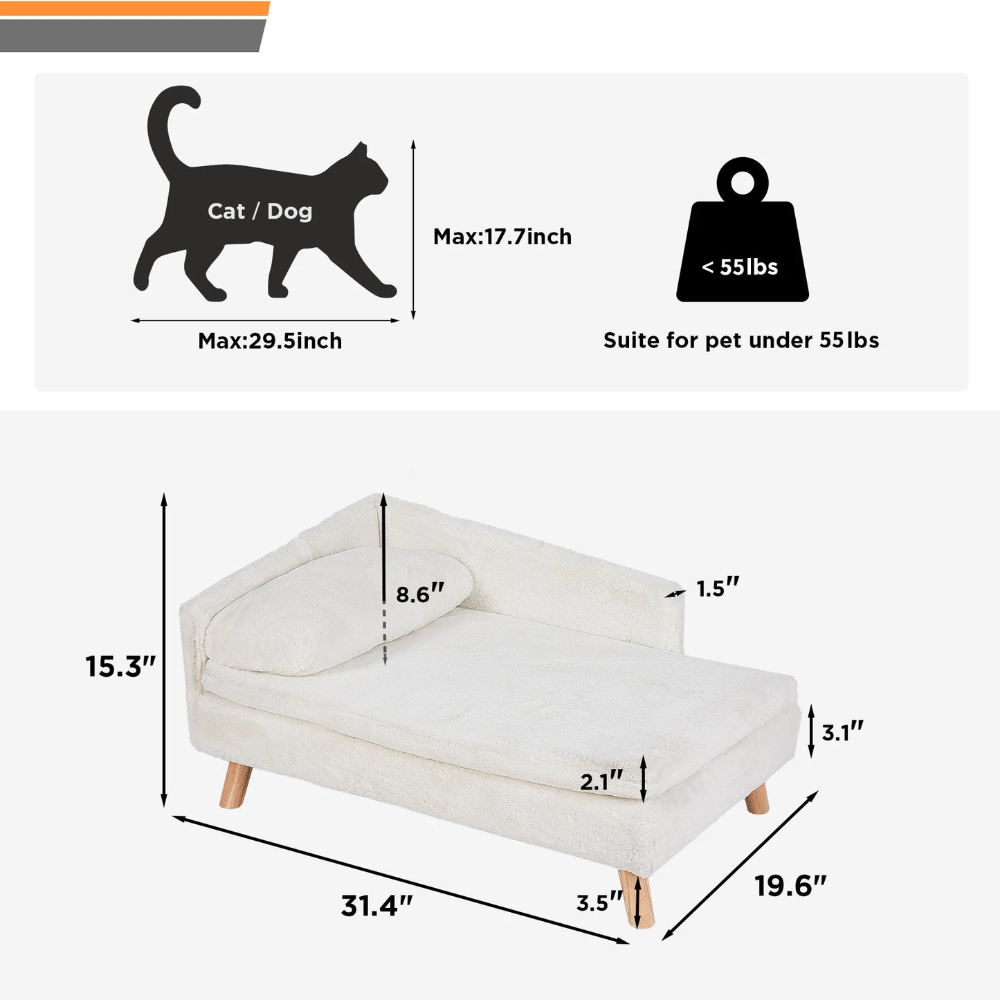 BINGOPAWCN Nordic Elevated Pet Bed With Sturdy Wood Legs