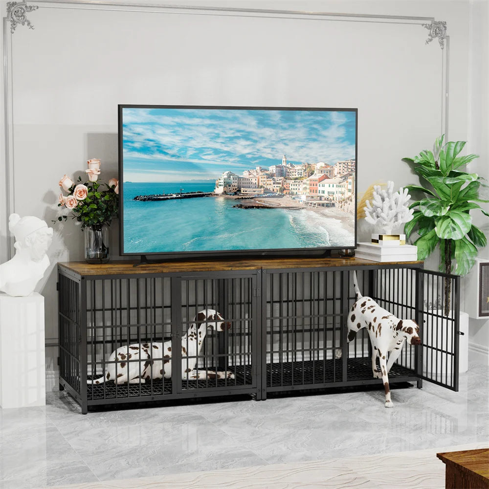 BORWARTH Wooden Dog Crate End Table Kennel with Tray