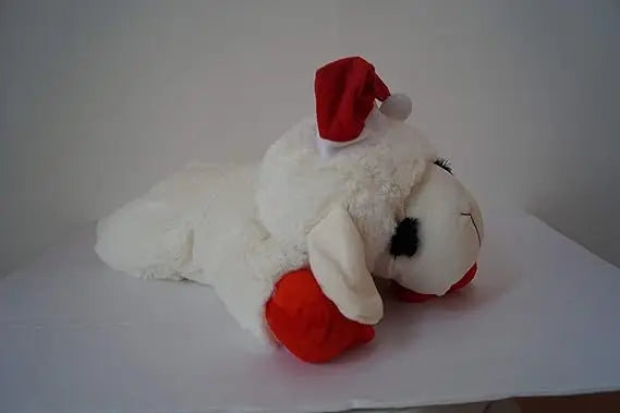 Hign-concerned Lamb Chop Plush Dog Toy With Santa Hat