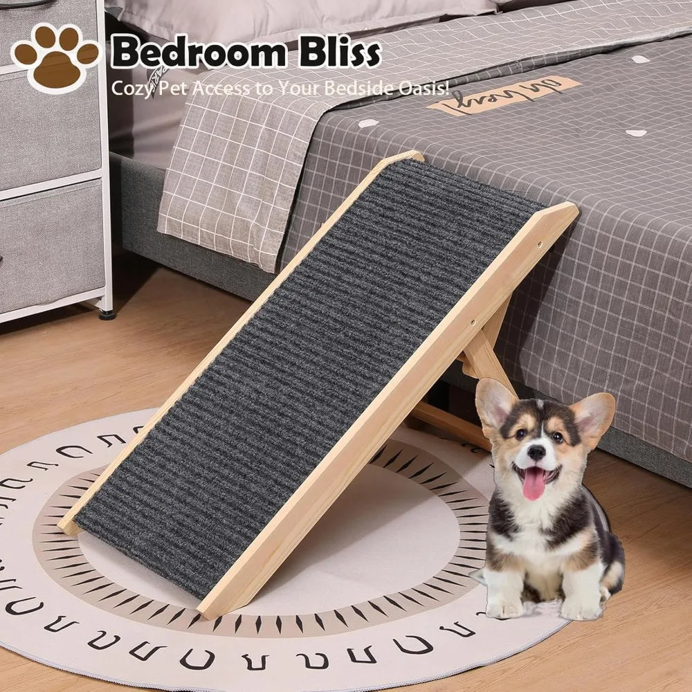 Natur Wooden Adjustable Dog Ramp With Non Slip Surface