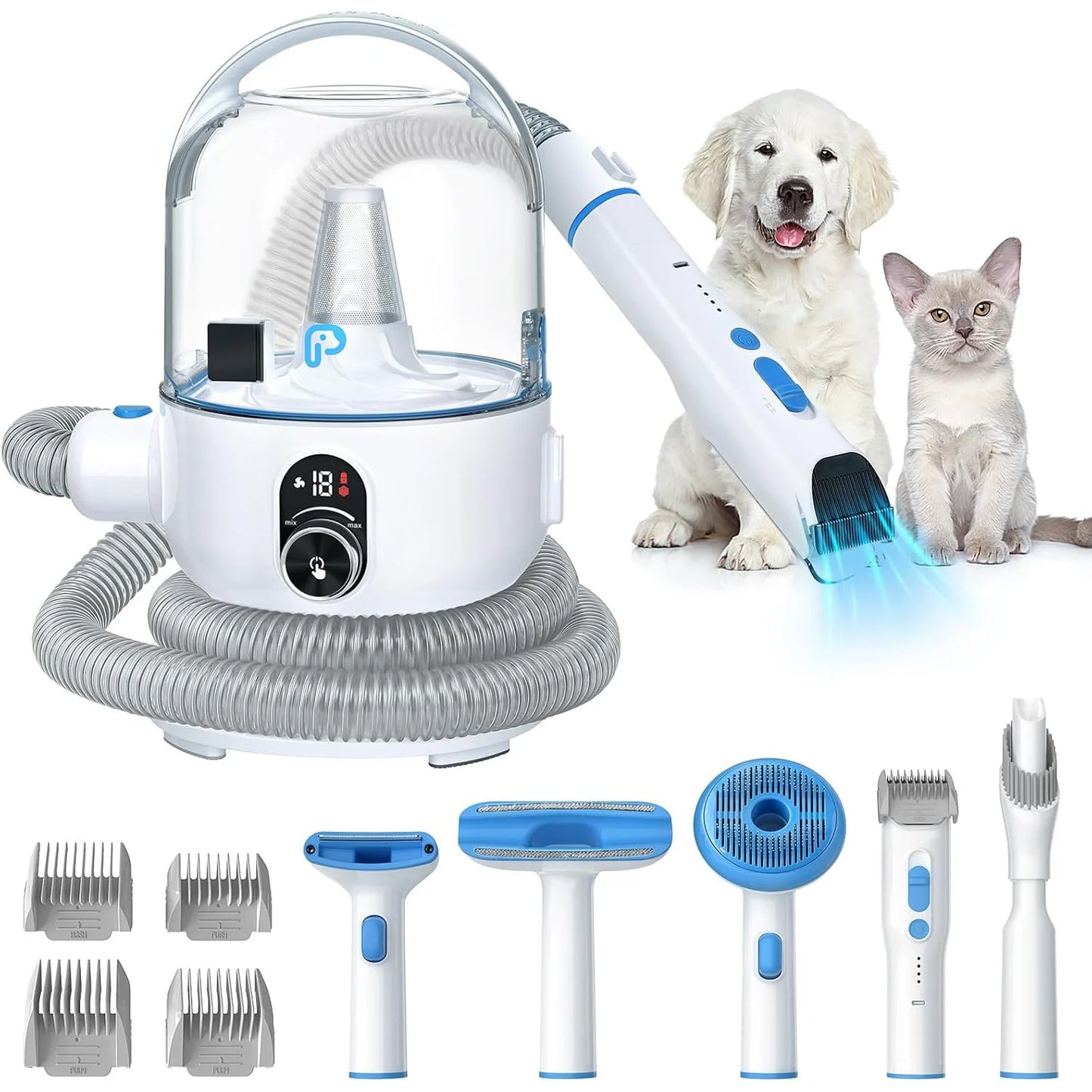 DishyKooker Pet Grooming Kit With 2L Vacuum Suction Tools