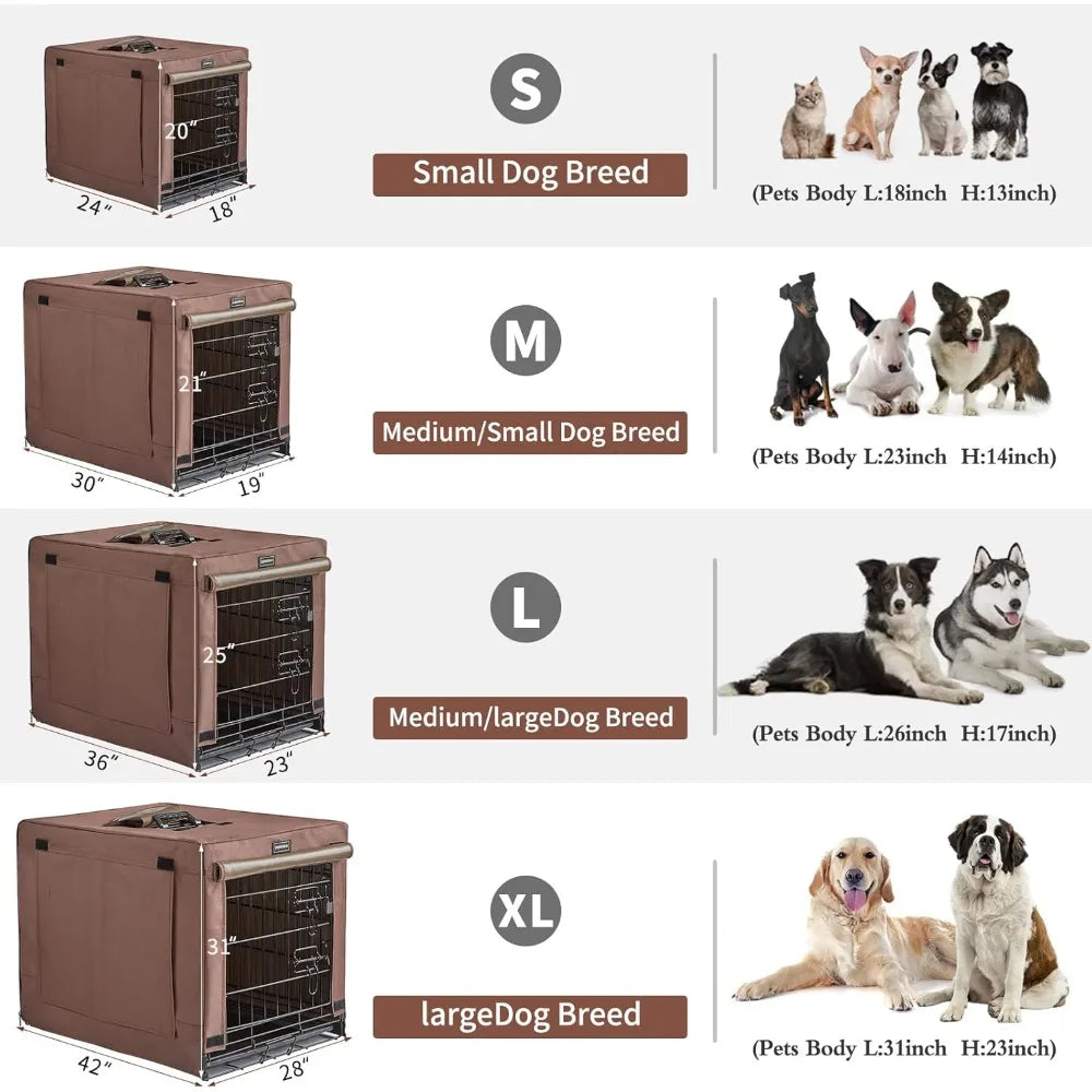 DONORO Dog Crates Indoor Double Door Kennels With Cover