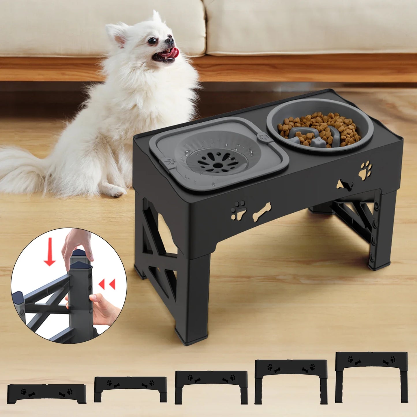 Feature 3 In 1 Pet Feeder Slow Feed Bowls Foldable