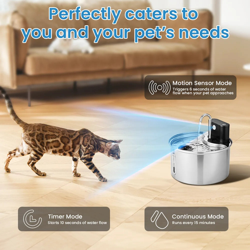 Cityflee Stainless Steel Cat Water Fountain Sensor And Smart Dispenser