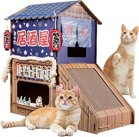 Cardboard Cat House Indoor Scratcher With Scratchers Bed