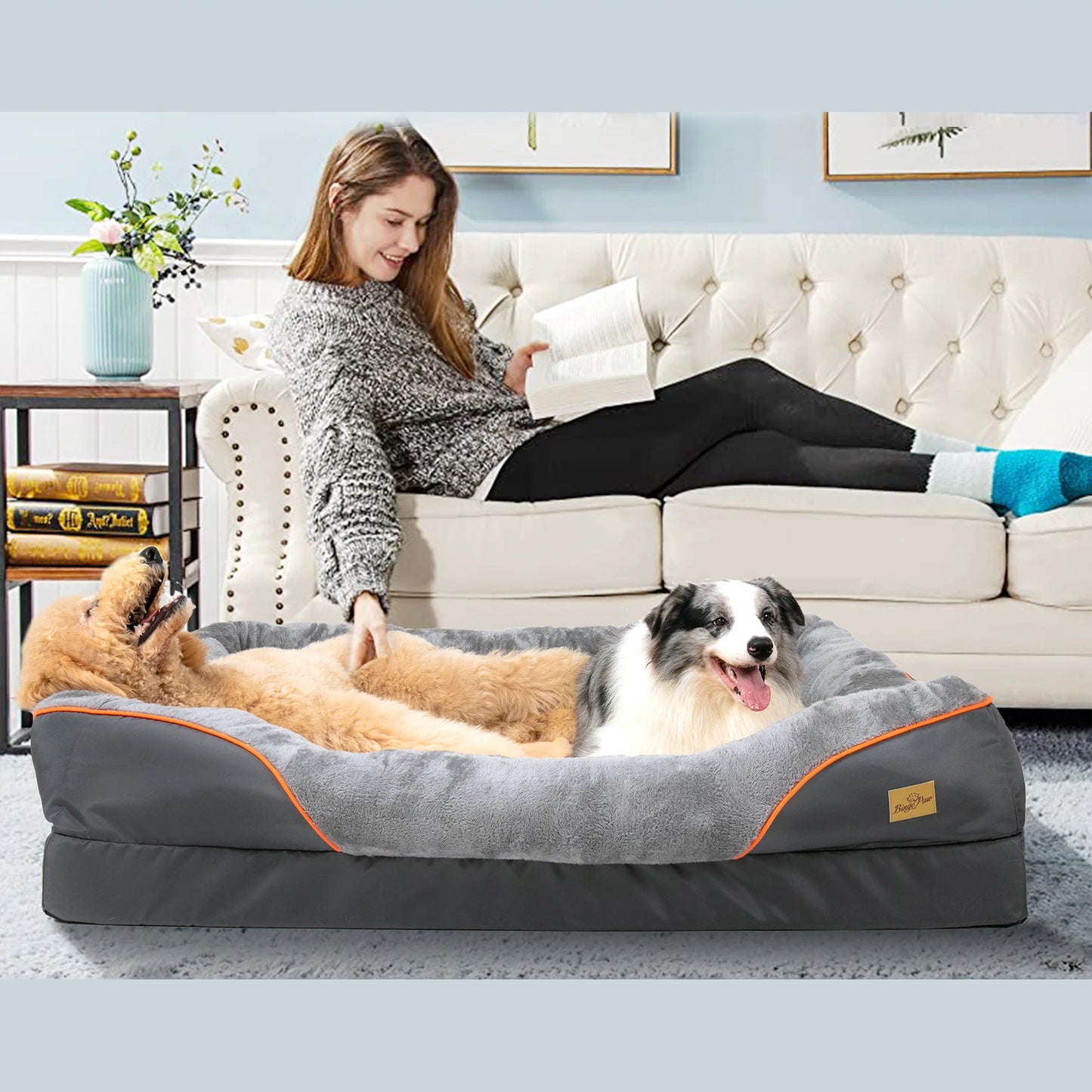BINGOPAW Large Dog Bed Anti Allergy Warm Fleece Removable Cover