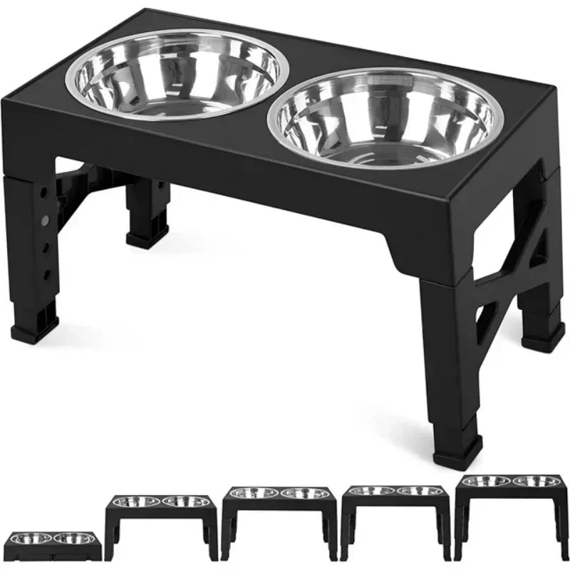 Hign-concerned Stainless Steel Adjustable Raised Dog Bowl Rack With Bowls