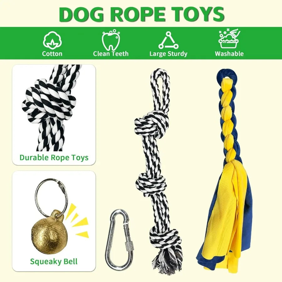 Tether Tug Outdoor Dog Toy Interactive Exercise Game With Rope Toys And Bell