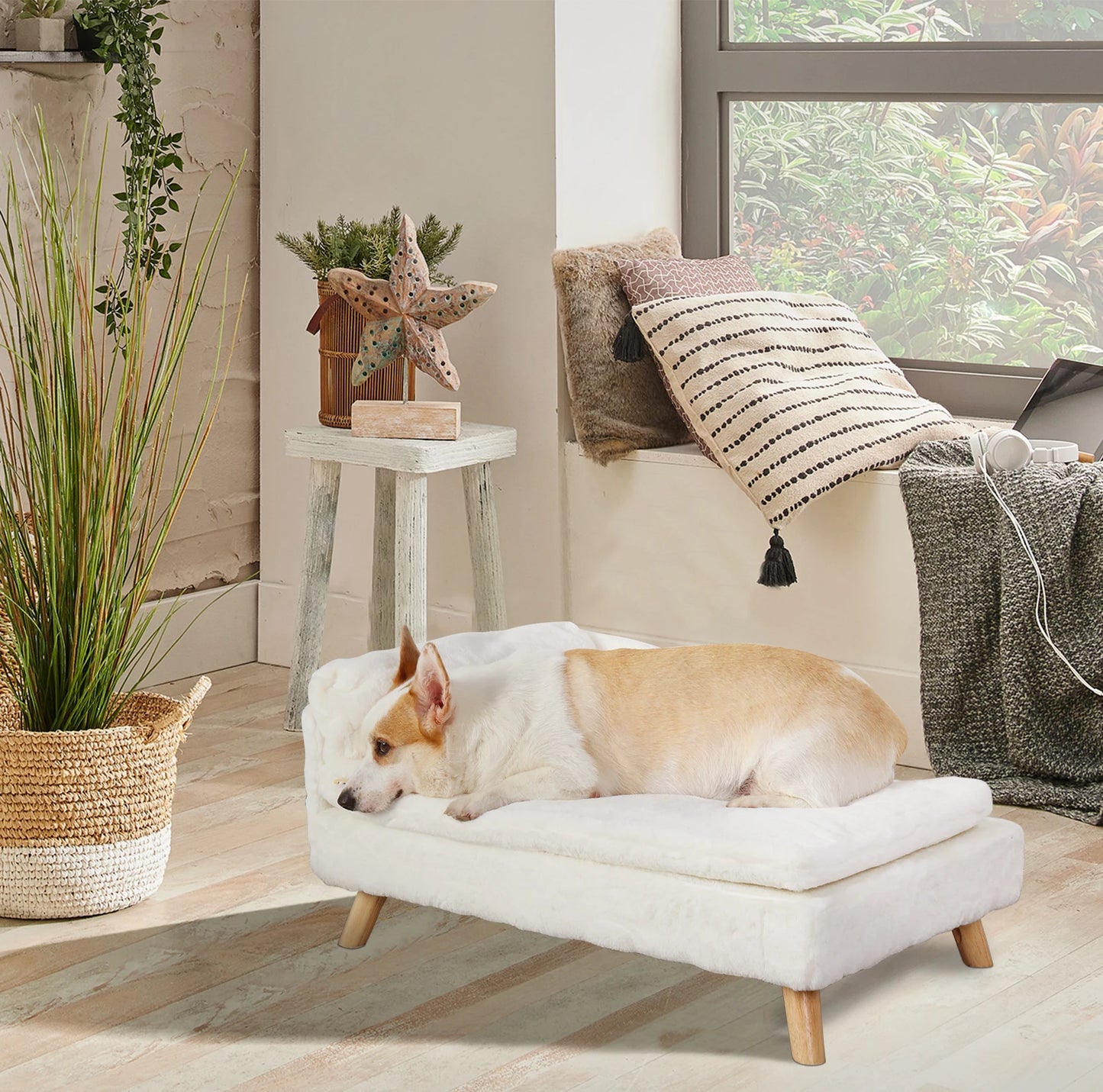 BINGOPAWCN Elevated Nordic Pet Stool Bed With Cozy Pad