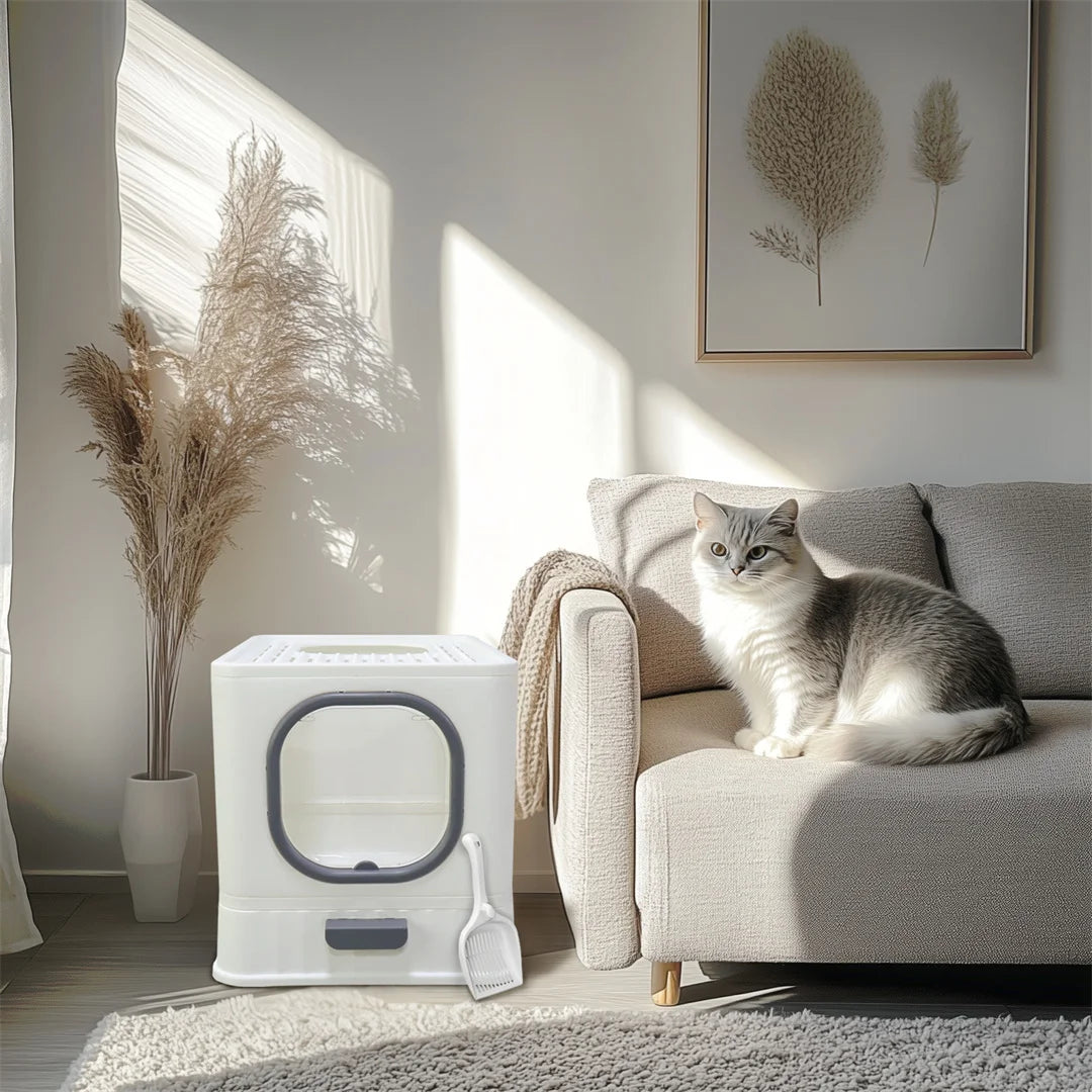 Feature Foldable Top Entry Cat Litter Box With Lid