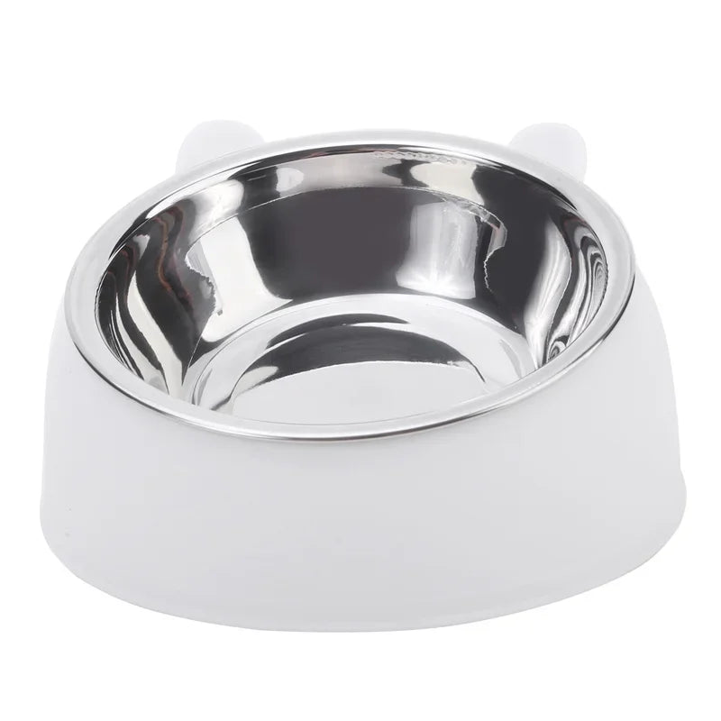 High-concerned Cat Bowl Inclined Stainless Steel Feeding Dish