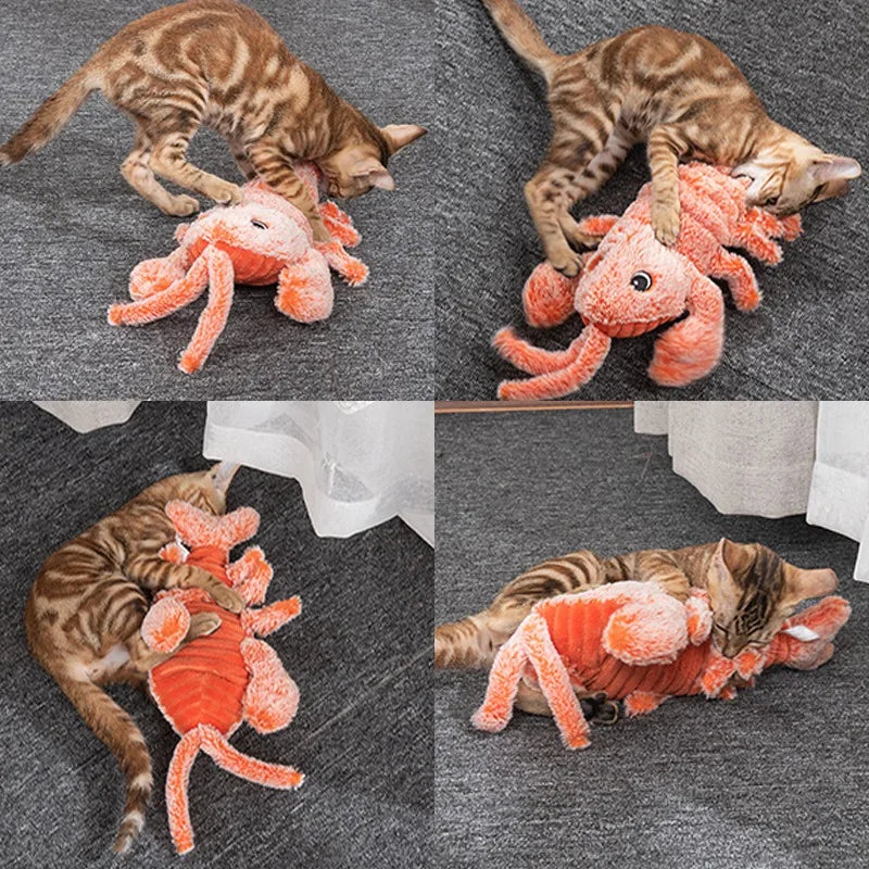 Electric Lobster Cat Toy USB Rechargeable Jumping Plush
