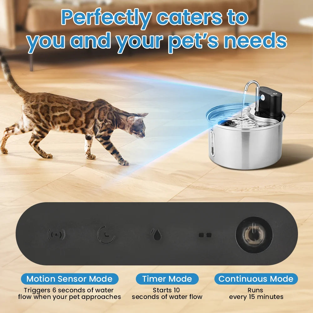Cityflee Stainless Steel Cat Water Fountain Sensor And Smart Dispenser