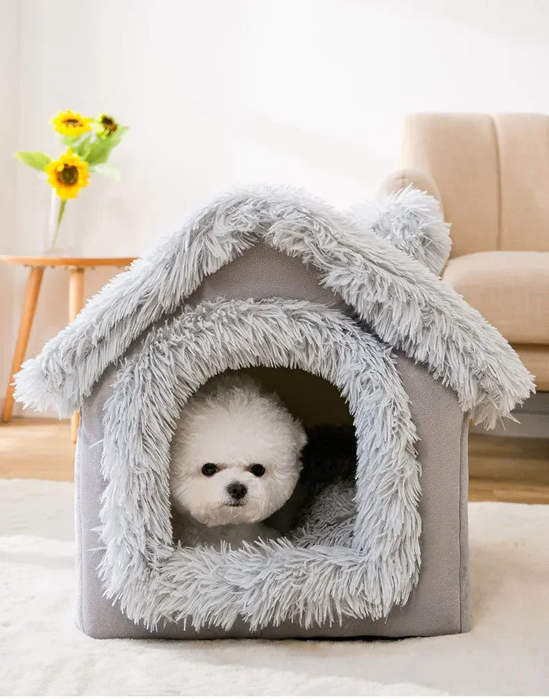 Indoor Soft Dog Kennel Bed Cave For Small Dogs Portable