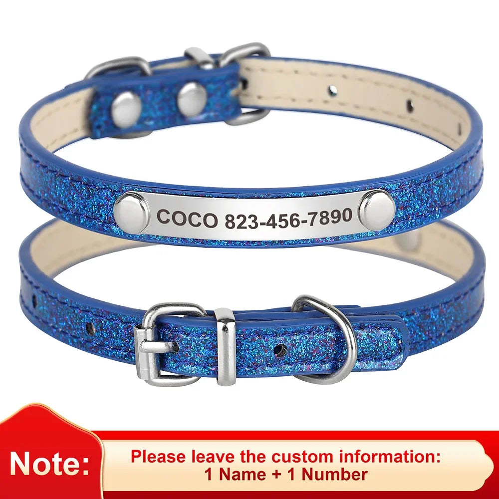 Beirui Custom Cat Collar Bling Leather With Engraved Id Nameplate