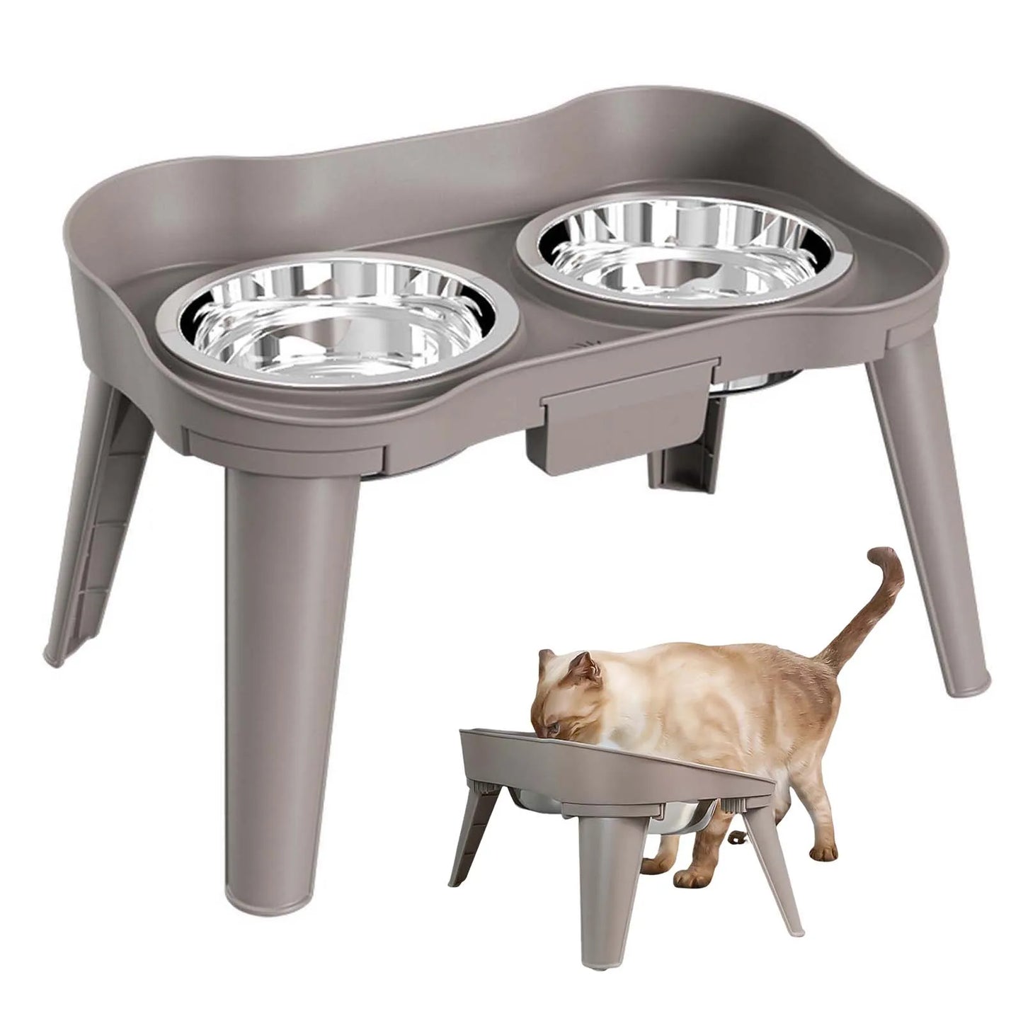 Hign-concerned Elevated Dog Feeder Stainless Steel No Spill Design