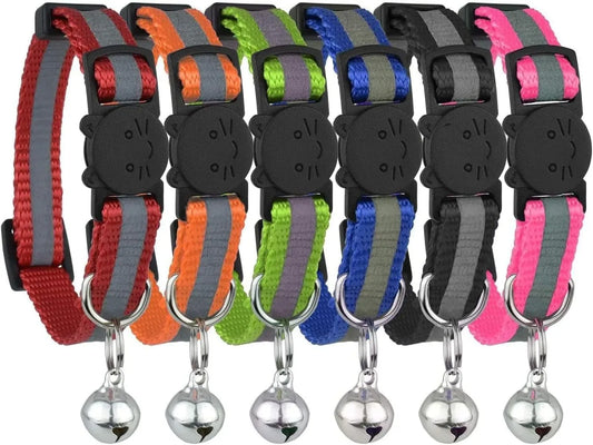 Hign-concerned Six Reflective Cat Collars With Bell And Breakaway Charms