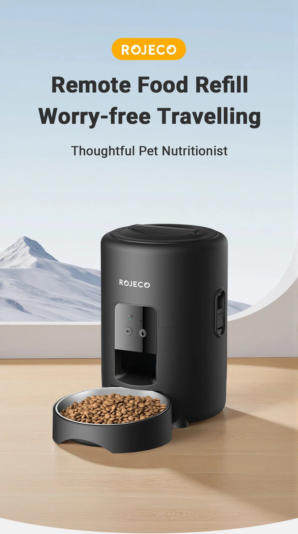 ROJECO Automatic Cat Feeder With WiFi App Remote Control