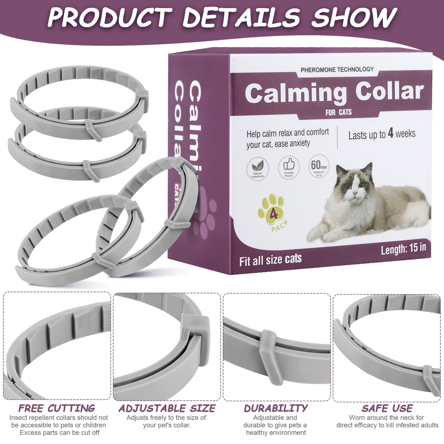 Shunmaii Cat Calming Collars Pheromone Pack Anti Anxiety