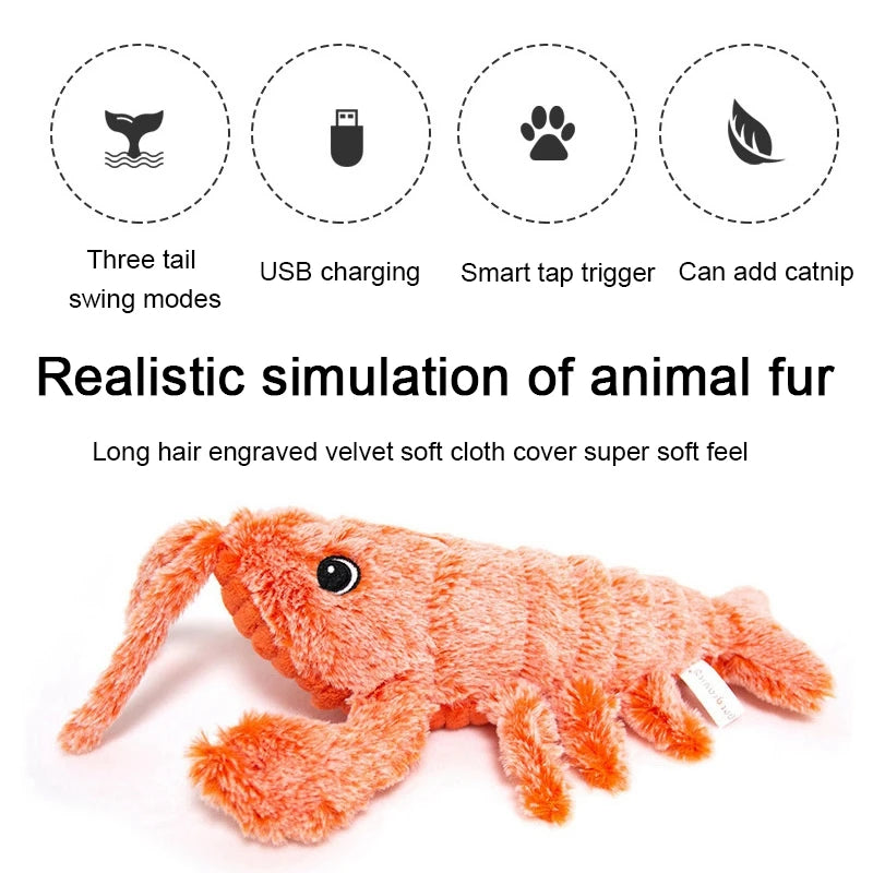 Electric Lobster Cat Toy USB Rechargeable Jumping Plush