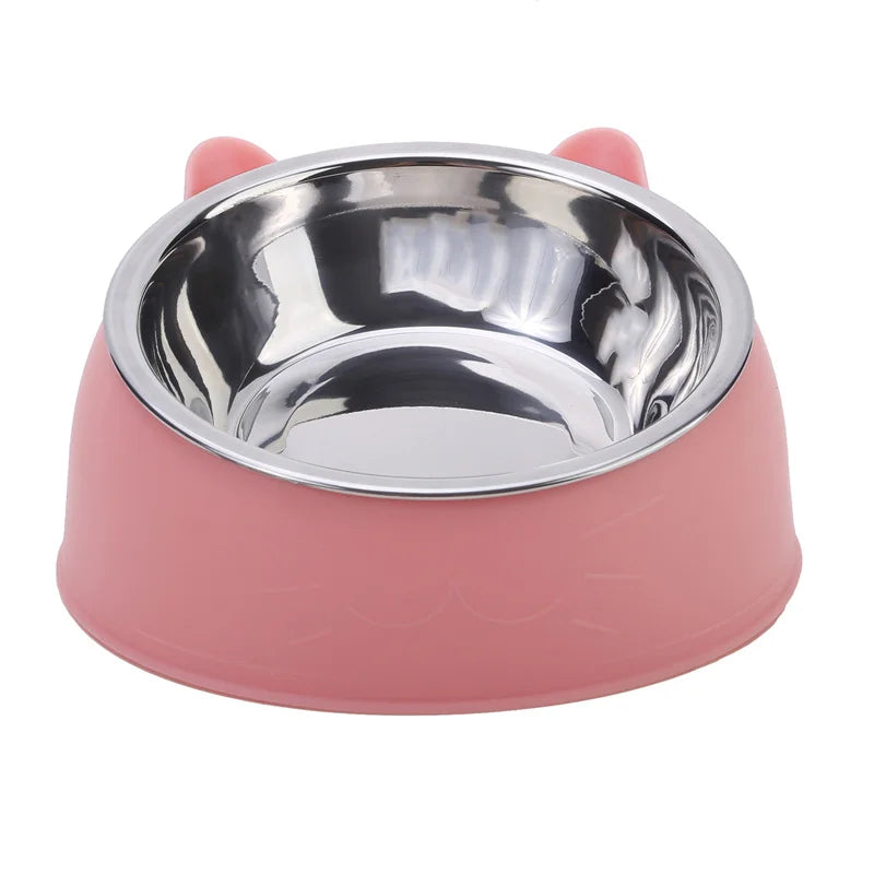 High-concerned Cat Bowl Inclined Stainless Steel Feeding Dish