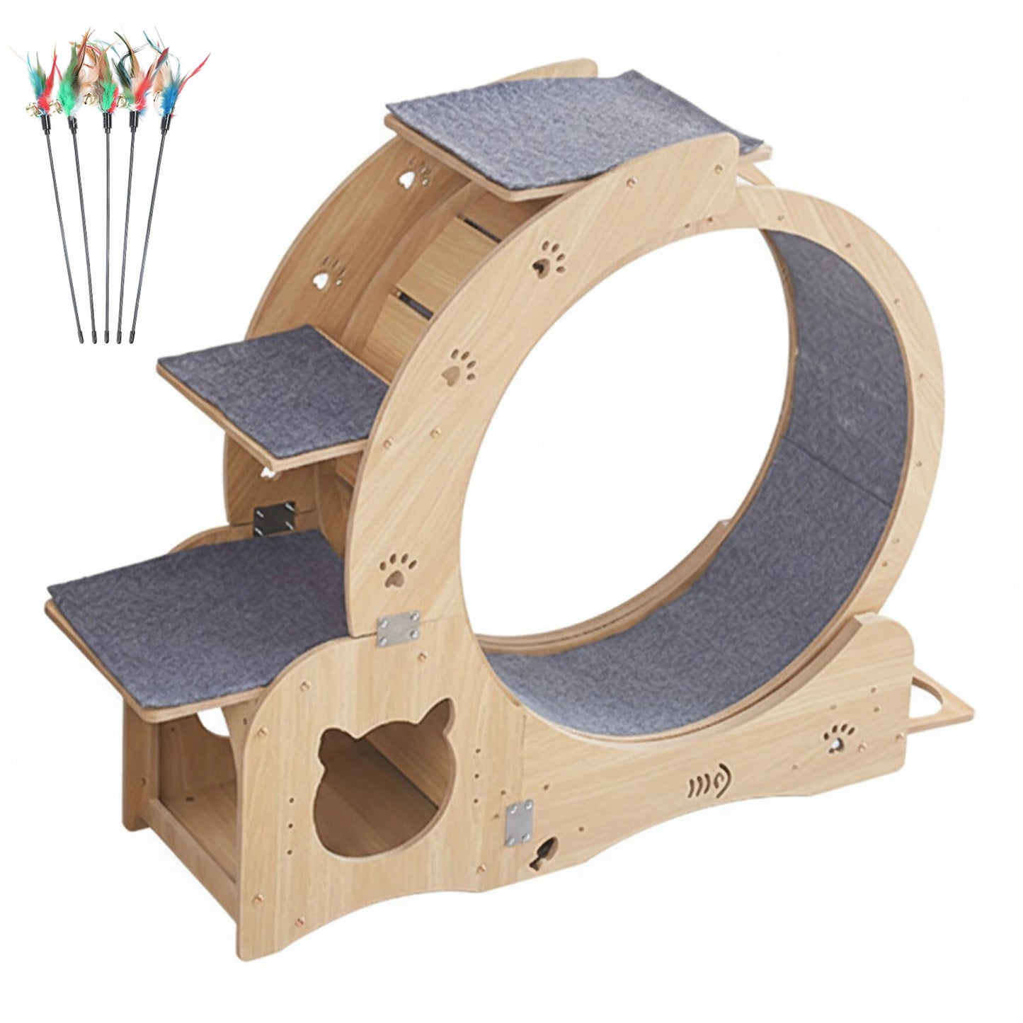 APWIKOGER Six In One Indoor Cat Activity Center Wooden Teaser