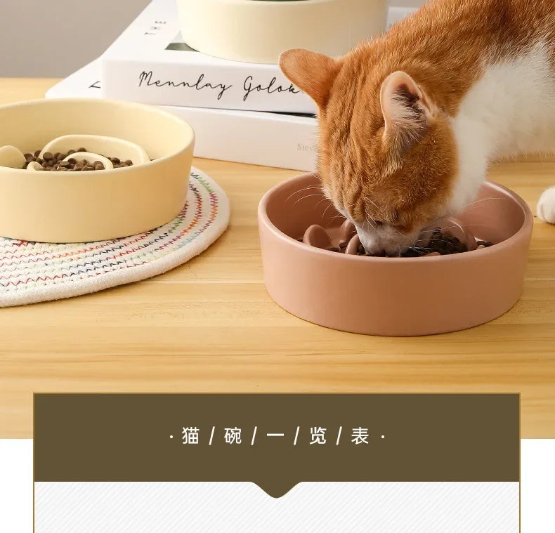 Ceramic Slow Feeder Pet Bowl For Cats And Dogs Anti Choke