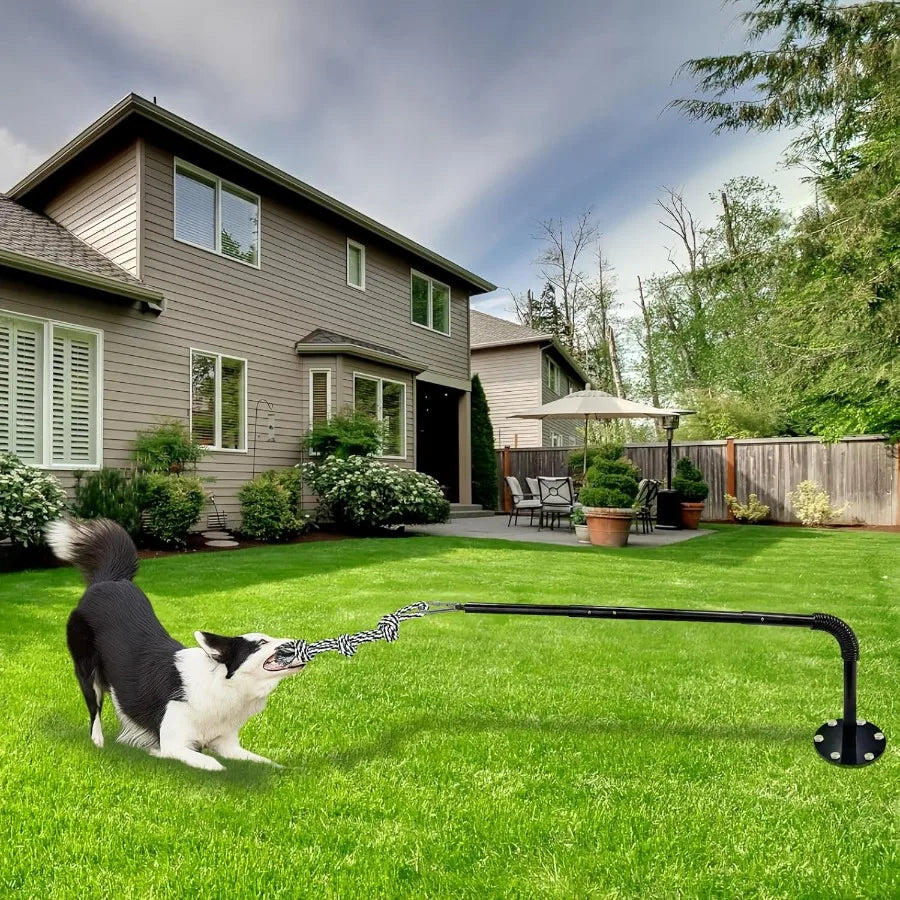 Tether Tug Outdoor Dog Toy Interactive Exercise Game With Rope Toys And Bell