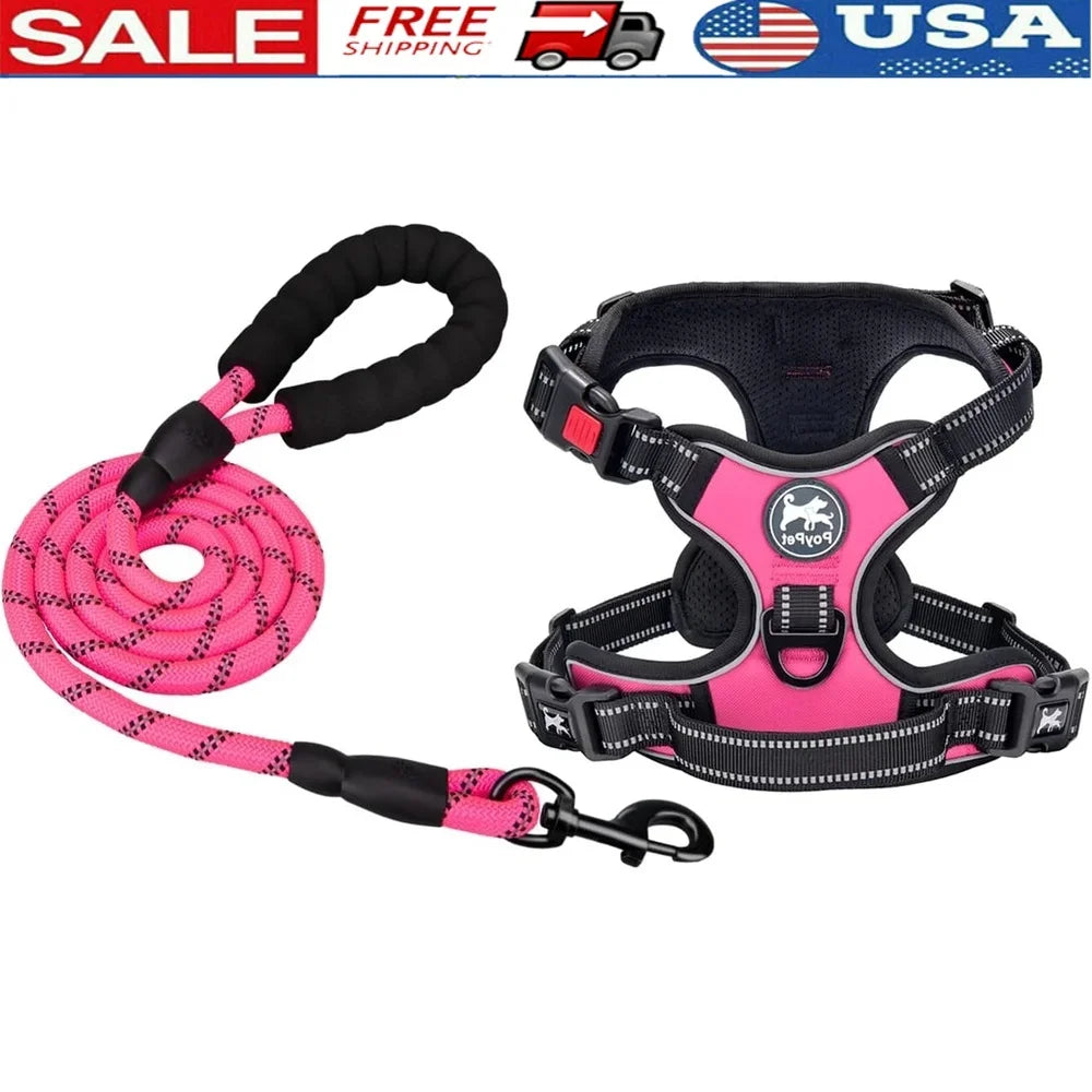 XMSJ Escape Proof Dog Harness With Reflective Leash No Pull