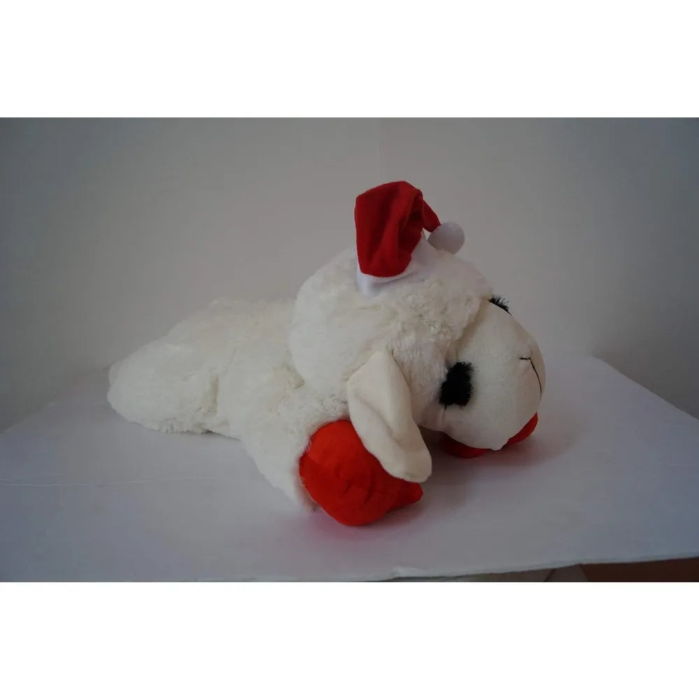 Hign-concerned Lamb Chop Plush Dog Toy With Santa Hat
