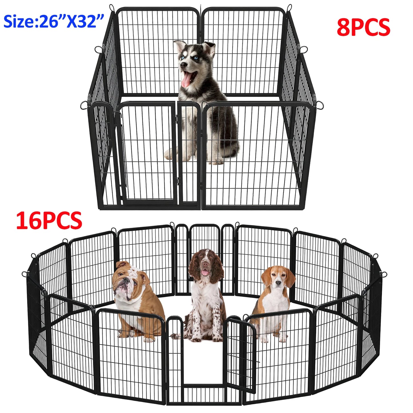 Dog Playpen With Door Foldable Metal Pet Fence For Indoor Outdoor Use Heavy Duty Puppy Exercise Pen For Yard RV Camping