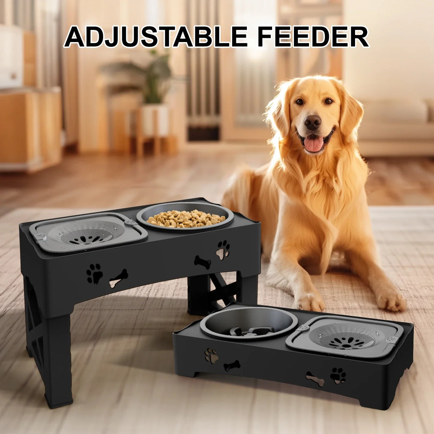 Feature 3 In 1 Pet Feeder Slow Feed Bowls Foldable