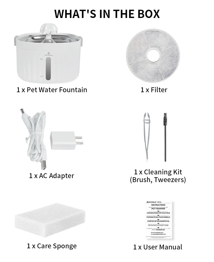 APETDOLA Cat Water Fountain Automatic Pet Water Dispenser Filtration