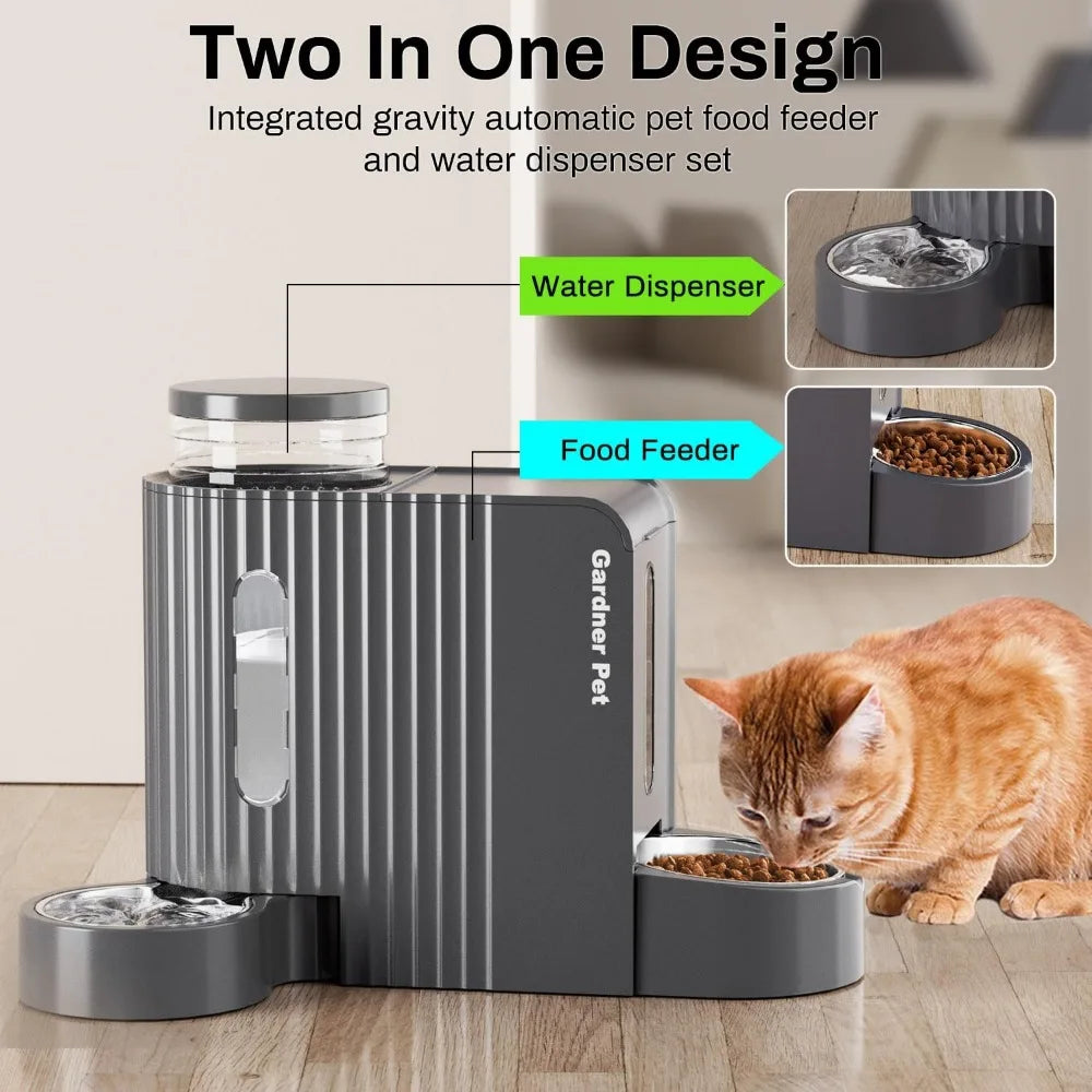 Hign-concerned Automatic Gravity Cat Food Feeder and Water Dispenser