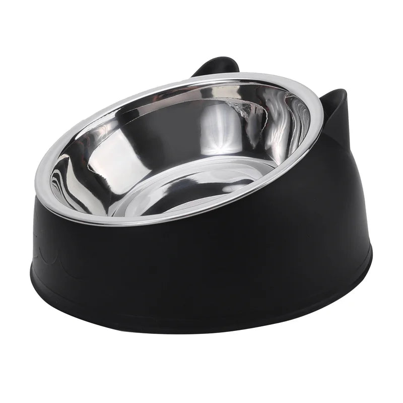 High-concerned Cat Bowl Inclined Stainless Steel Feeding Dish