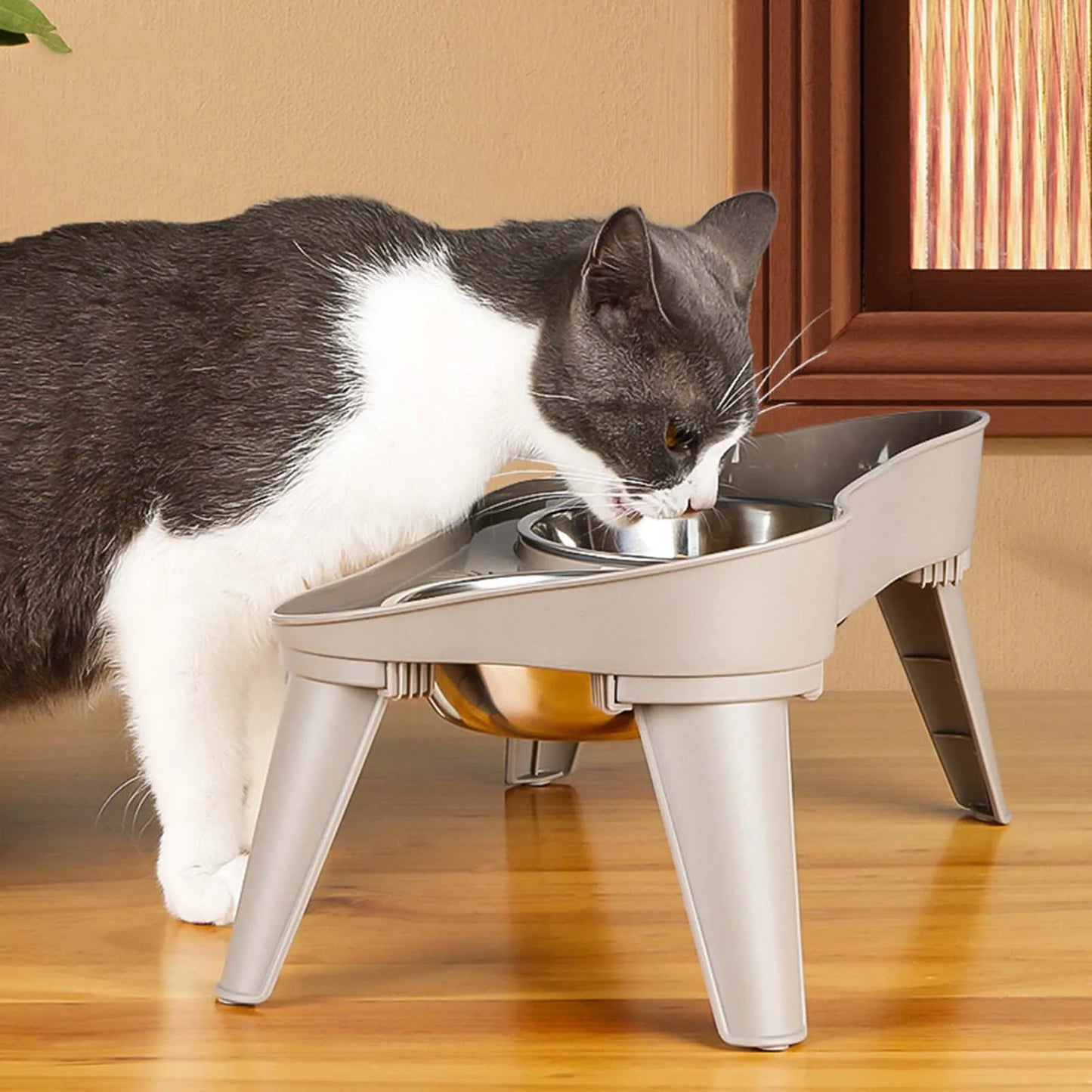 Hign-concerned Elevated Dog Feeder Stainless Steel No Spill Design