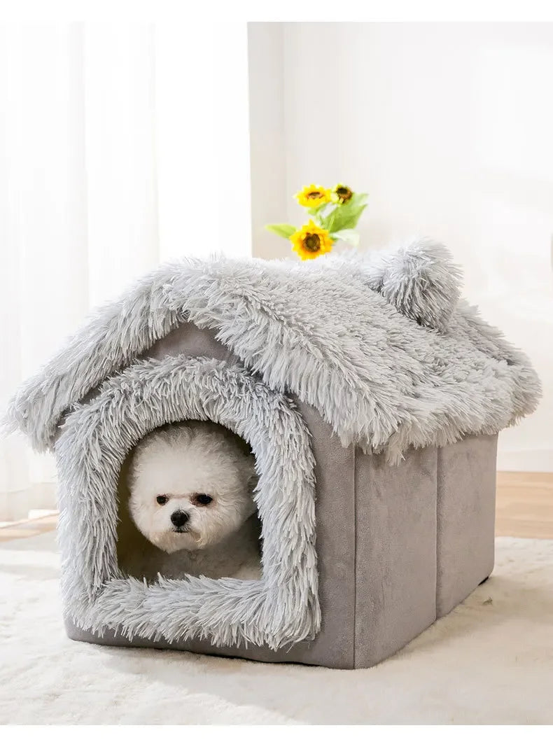 Indoor Soft Dog Kennel Bed Cave For Small Dogs Portable