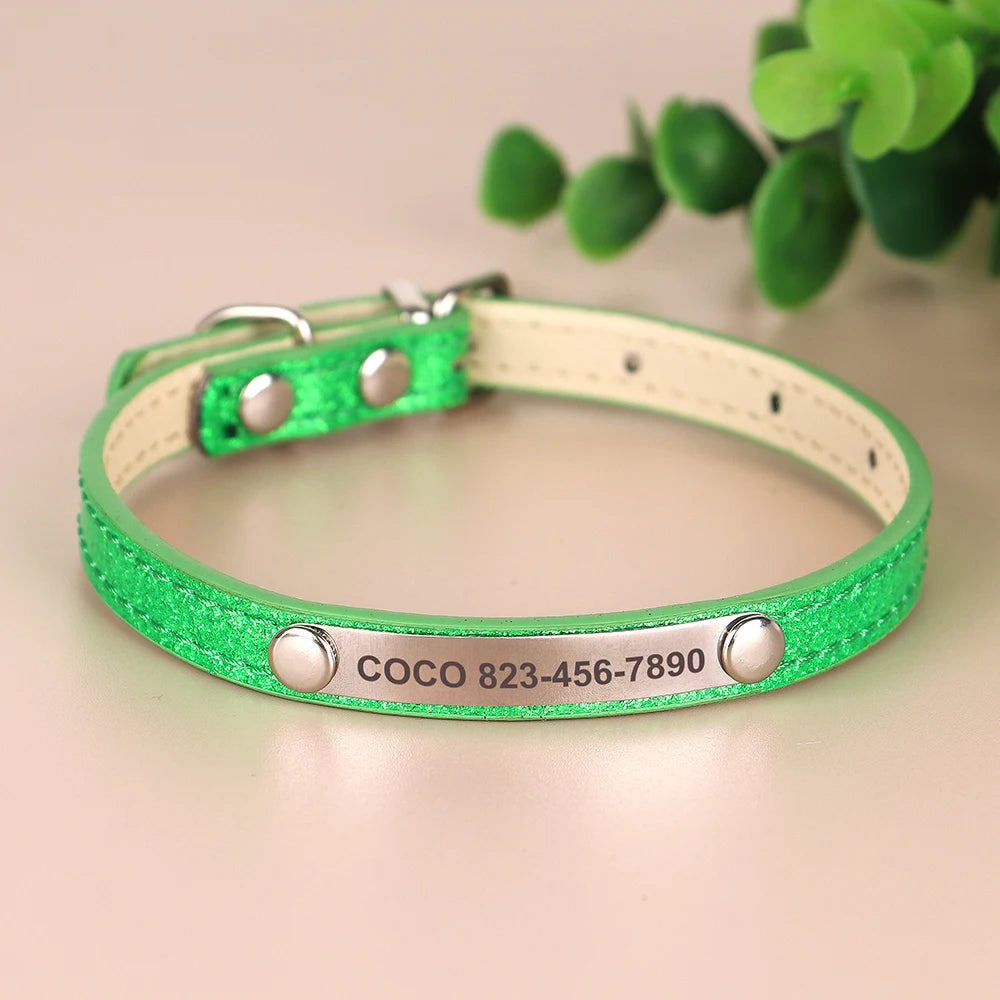 Beirui Custom Cat Collar Bling Leather With Engraved Id Nameplate