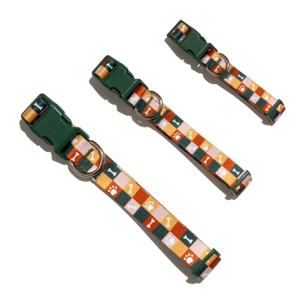 XMSJ Paw Bone Print Adjustable Dog Collar Durable Polyester