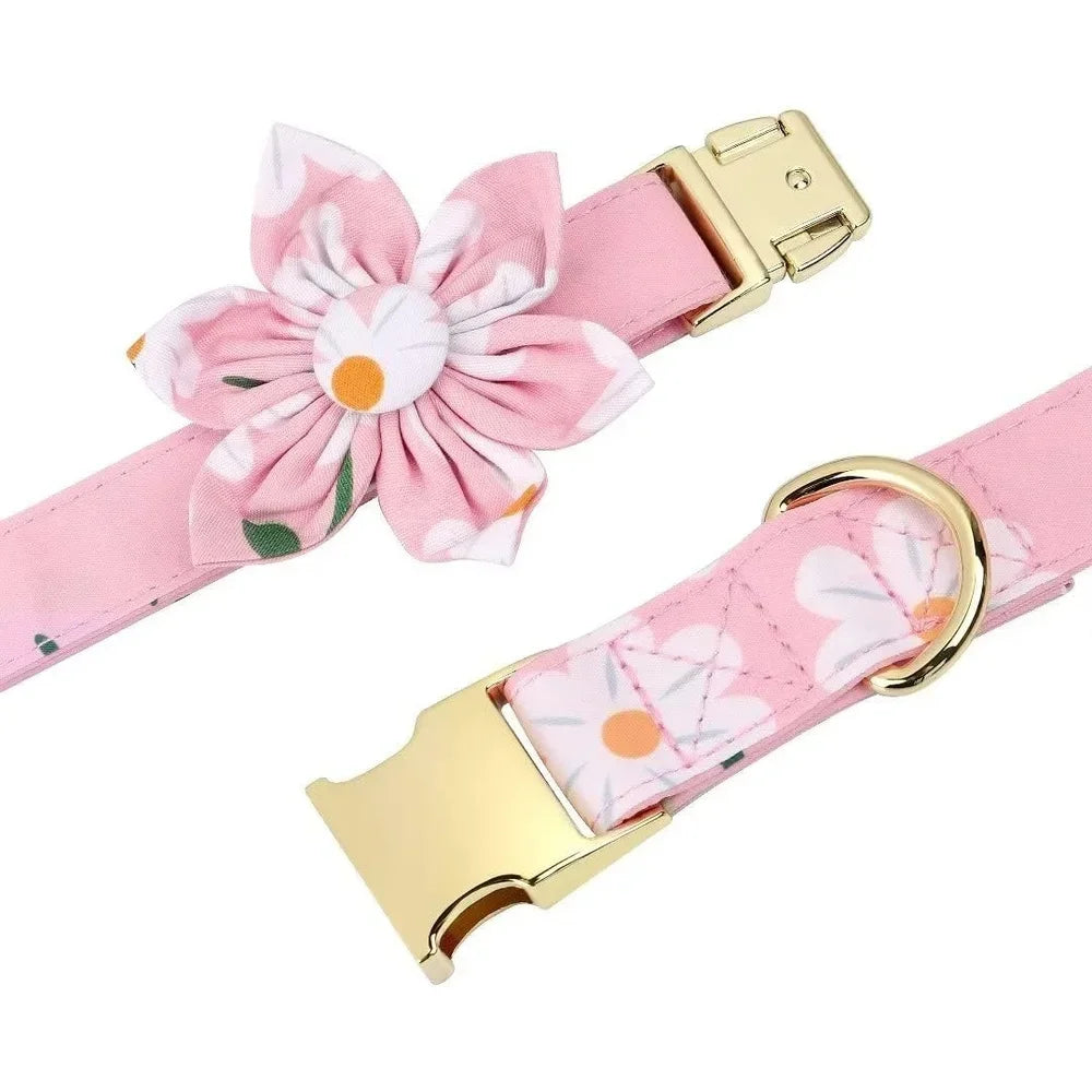 XMSJ Cute Floral Dog Harness Leash Set With Adjustable Collar