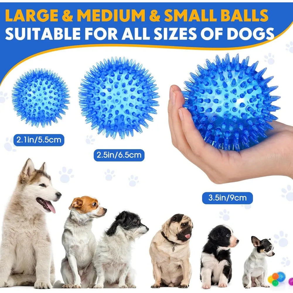 Hign-concerned Squeaky Spikey Dog Balls Pack for Aggressive Chewers