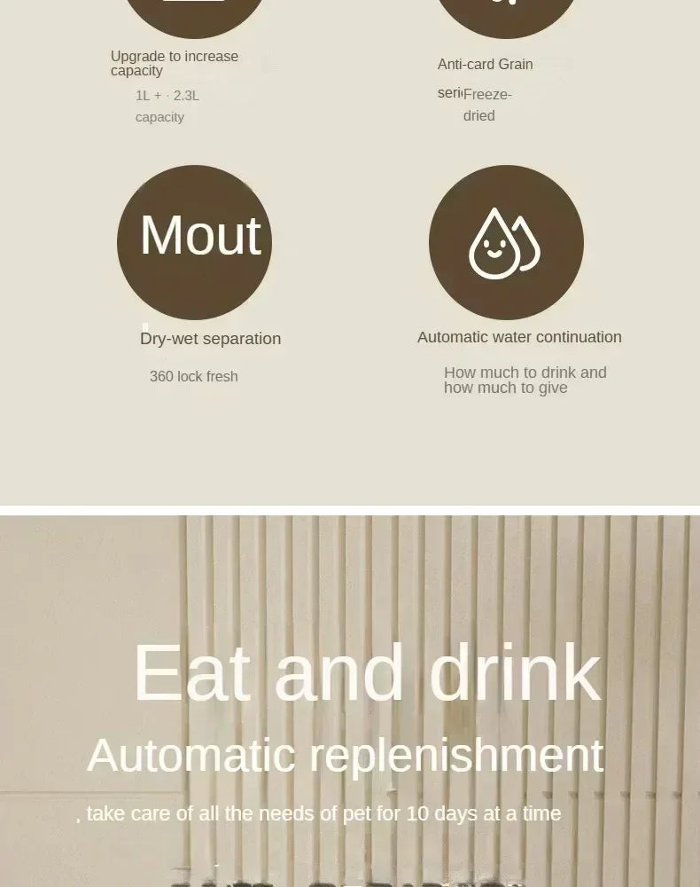 Automatic Pet Feeder For Cats And Dogs With Water Fountain